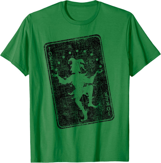 Distressed Joker playing card jester poker player halloween T-Shirt - T-Shirt | Irish Green