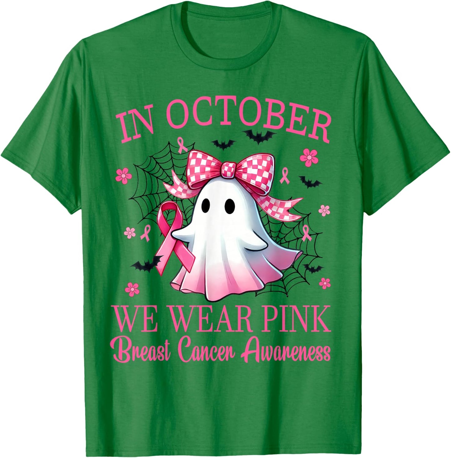 In October We Wear Pink Breast Cancer Awareness T-Shirt - T-Shirt | Irish Green
