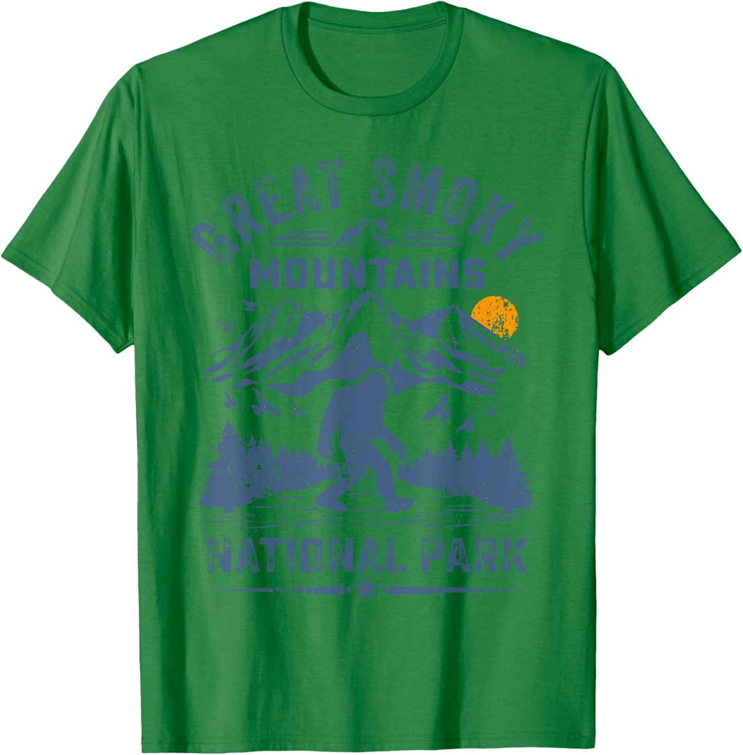 Great Smoky Mountains National Park Sunset Bigfoot Sasquatch T-Shirt - T-Shirt | Irish Green