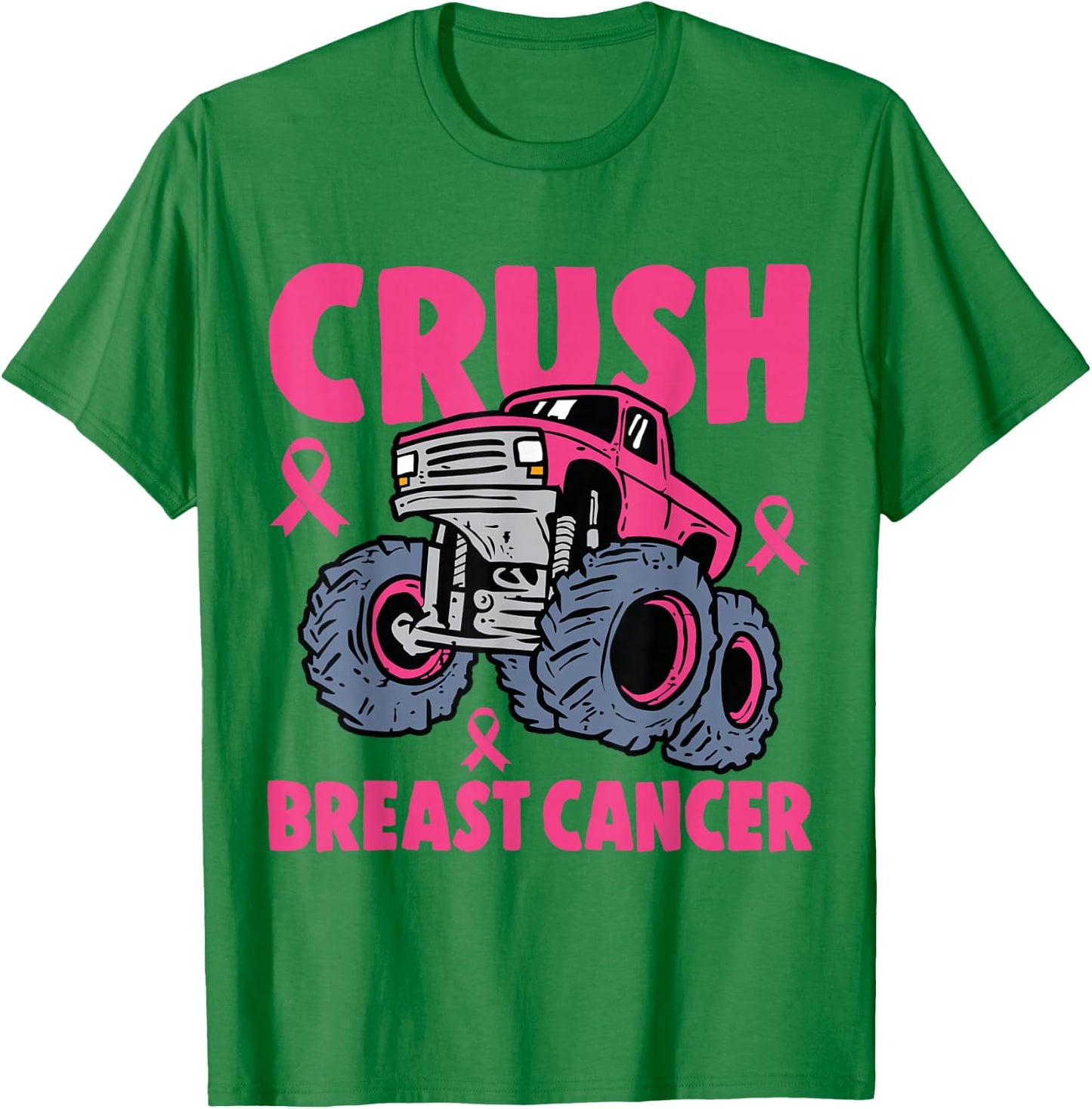 Crush Breast Cancer Awareness Monster Truck kids Boys Girls T-Shirt - T-Shirt | Irish Green