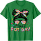 Happy Dot Day Messy Bun Girls Kids Teacher T-Shirt - T-Shirt | Irish Green