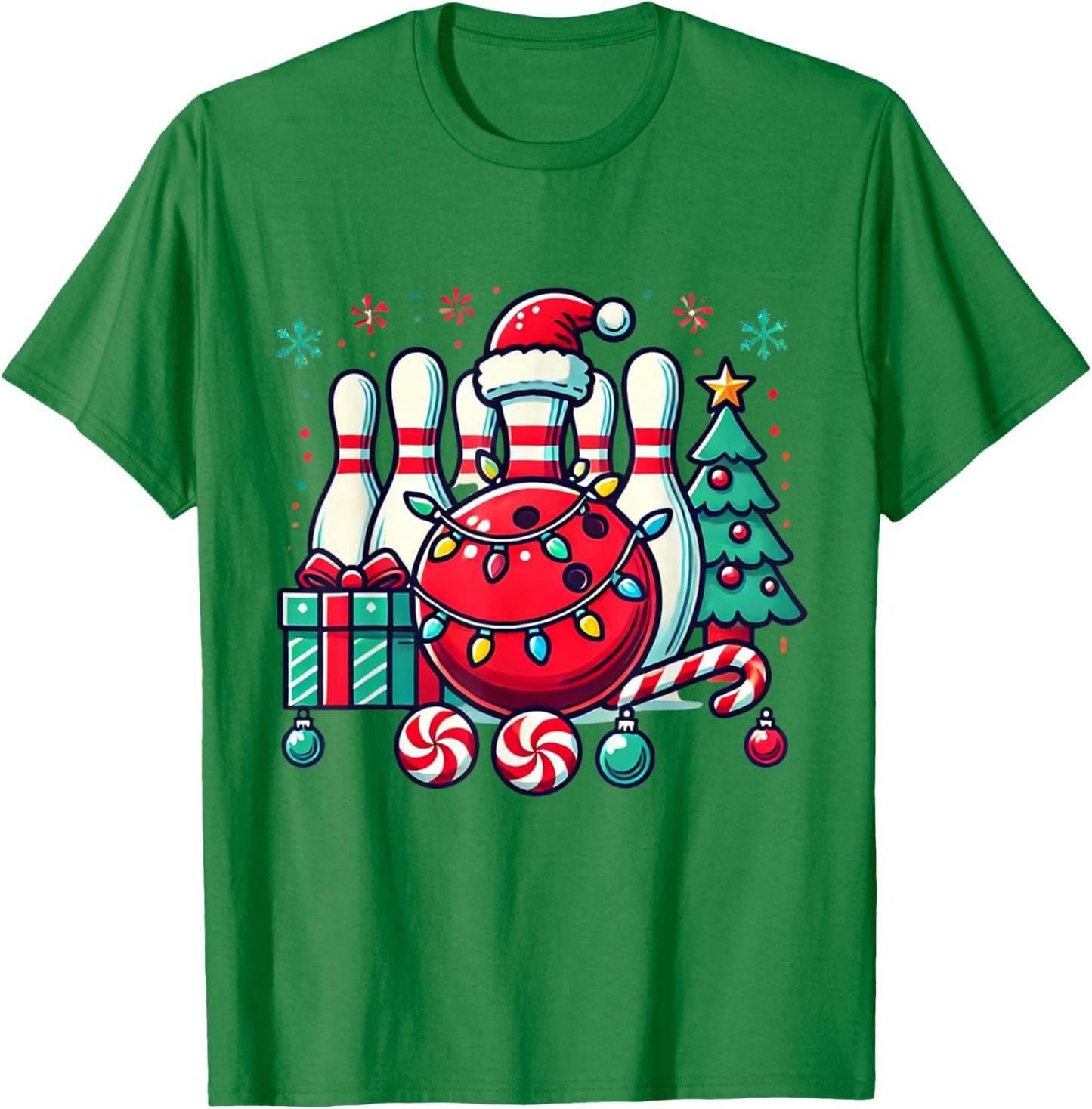 Christmas Bowling Pins Reindeer Xmas Bowler Men Women Kids T-Shirt - T-Shirt | Irish Green