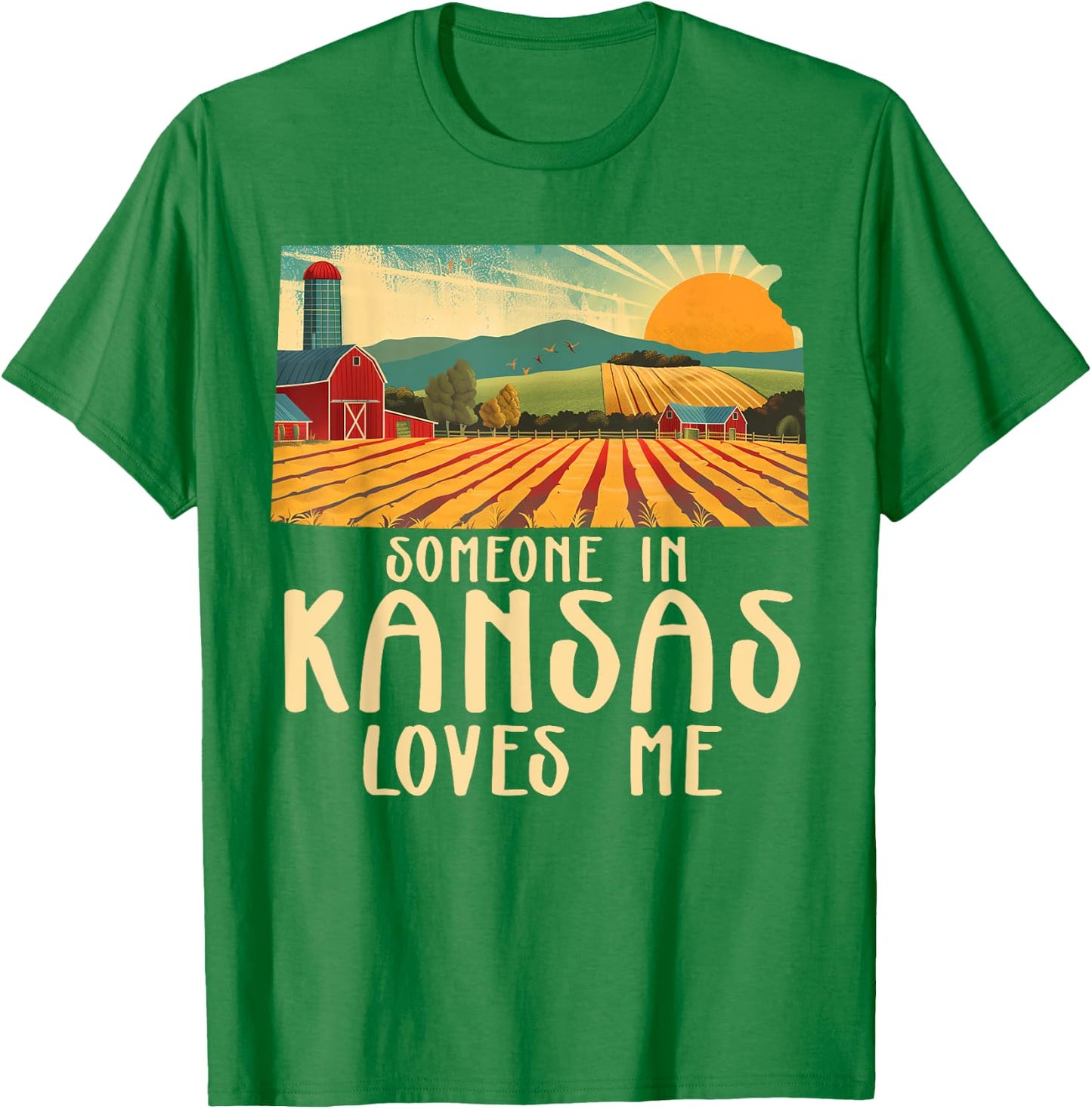 Someone In Kansas Loves Me Sunflower State T-Shirt - T-Shirt | Irish Green
