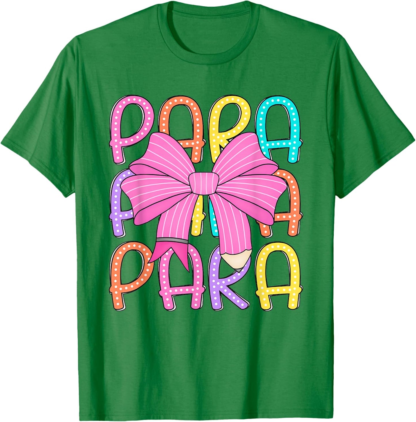 Women Coquette Para Bow Back to School Paraprofessional T-Shirt - T-Shirt | Irish Green