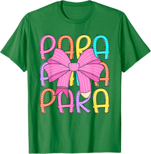 Women Coquette Para Bow Back to School Paraprofessional T-Shirt - T-Shirt | Irish Green