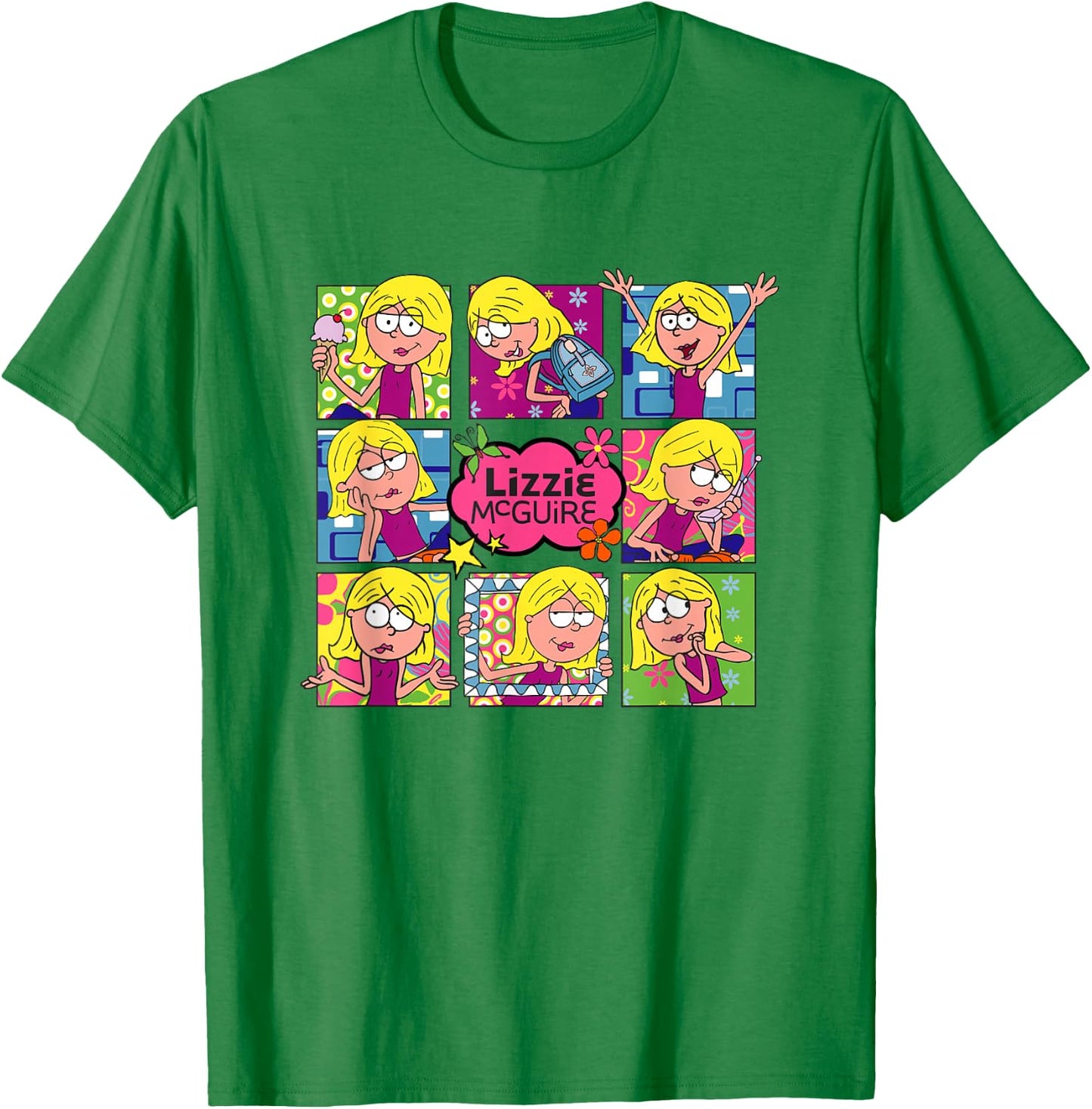 Disney Lizzy McGuire Multi Lizzie's Moods Big Chest Panels T-Shirt - T-Shirt | Irish Green