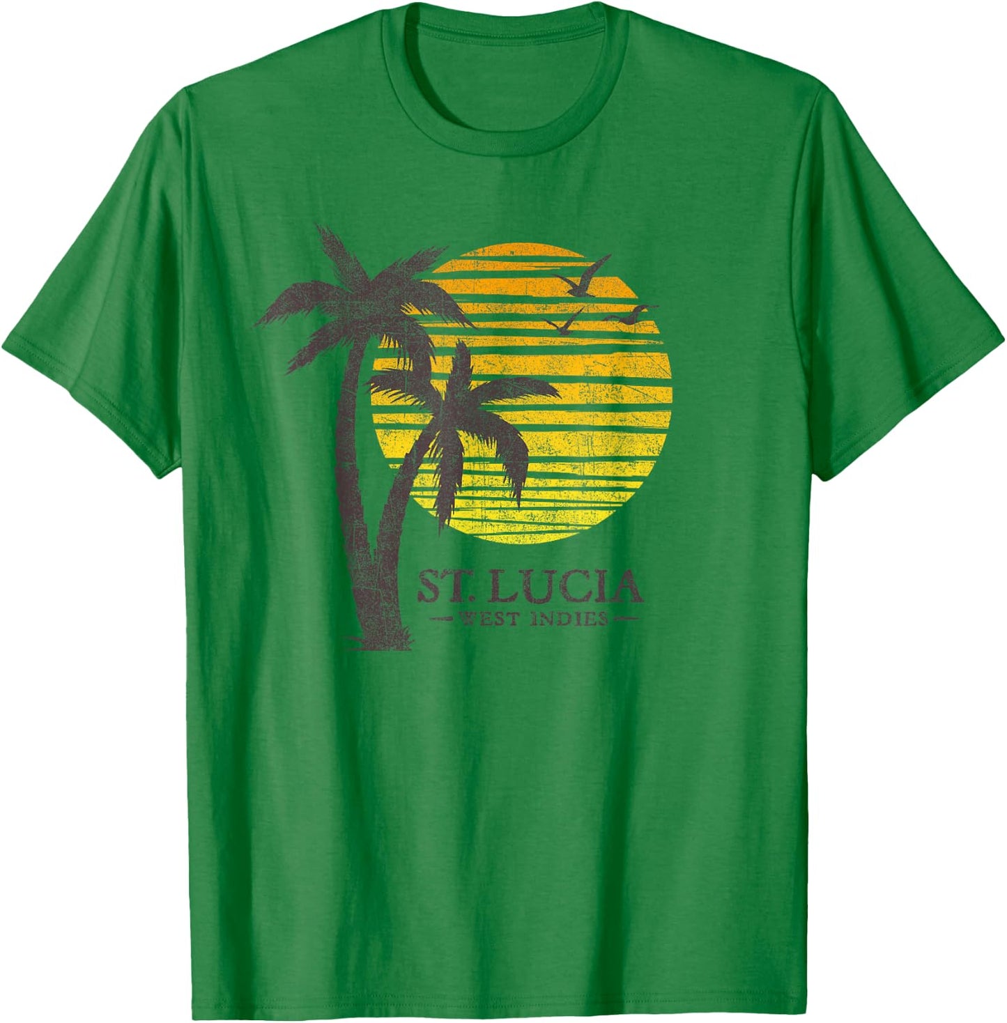 Retro St Lucia Beach Sunset Boys Girls Souvenir T-Shirt - T-Shirt | Irish Green