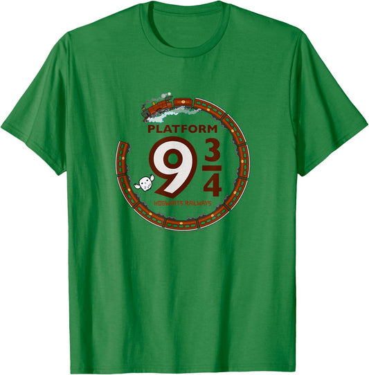 Harry Potter Platform 9 3/4 Hogwart Railways T-Shirt - T-Shirt | Irish Green