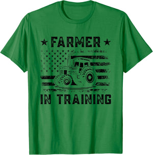 Farmer In Training US American Flag Design For Future Farmer T-Shirt - T-Shirt | Irish Green