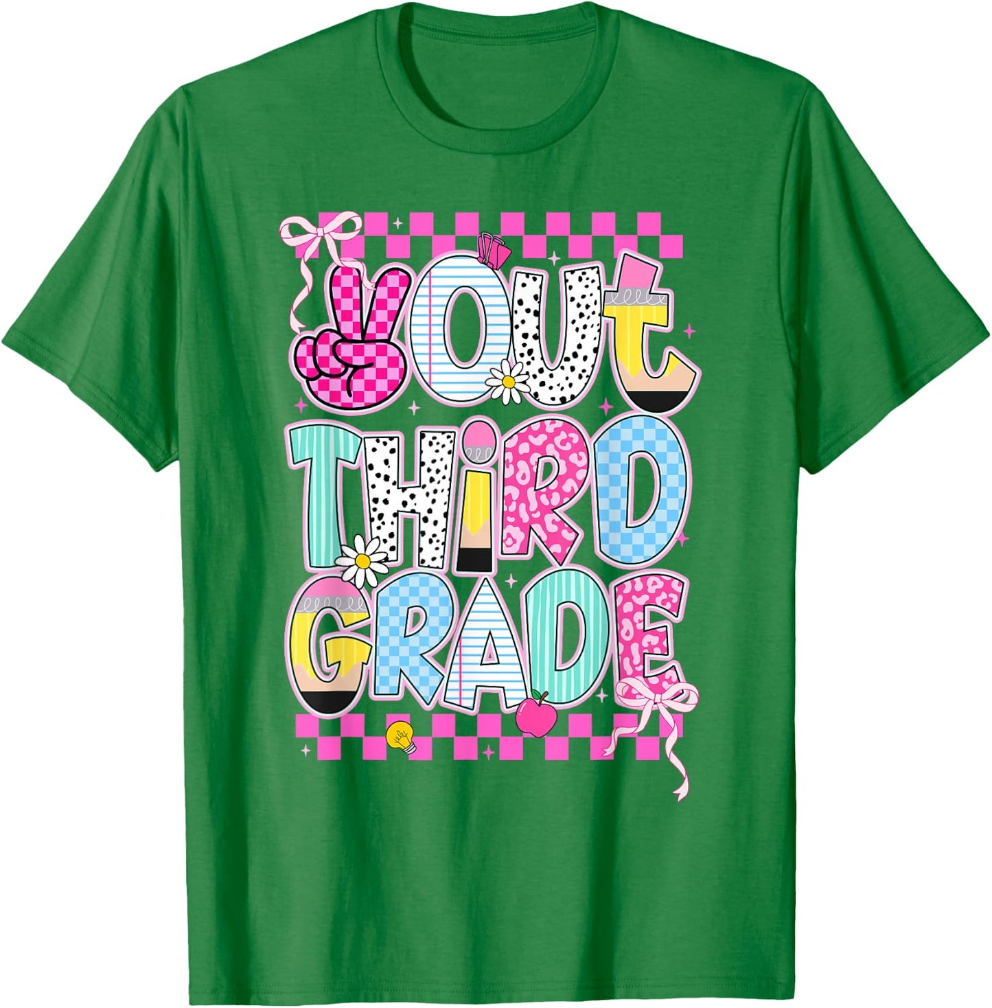 Peace Out 3rd Grade Graduation Last Day School Girls Kids T-Shirt - T-Shirt | Irish Green