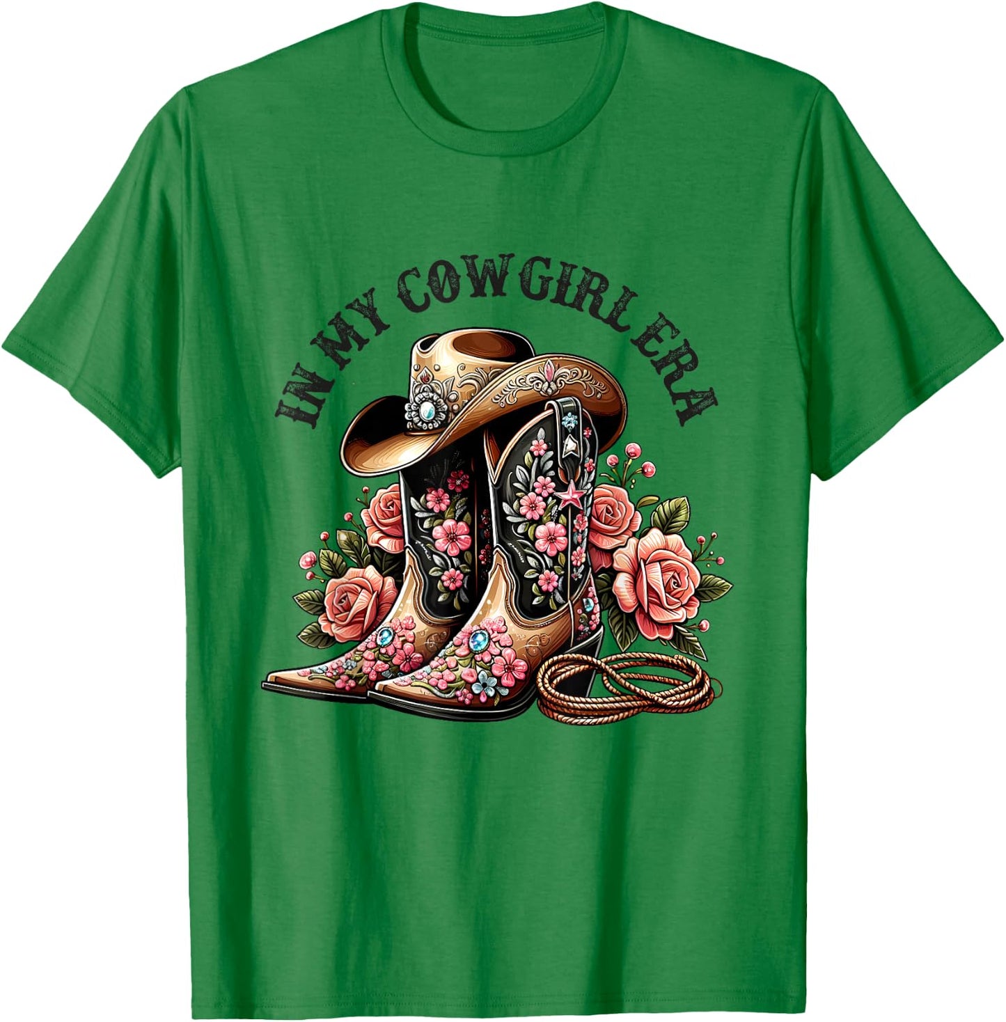 In My Cowgirl Era Cowboy Hat Woman Rodeo Kids Country Girls T-Shirt - T-Shirt | Irish Green
