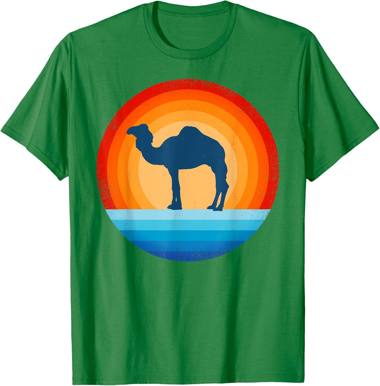 Camel Retro Vintage 60 70s Sunset Mammal Animal Men Women T-Shirt - T-Shirt | Irish Green
