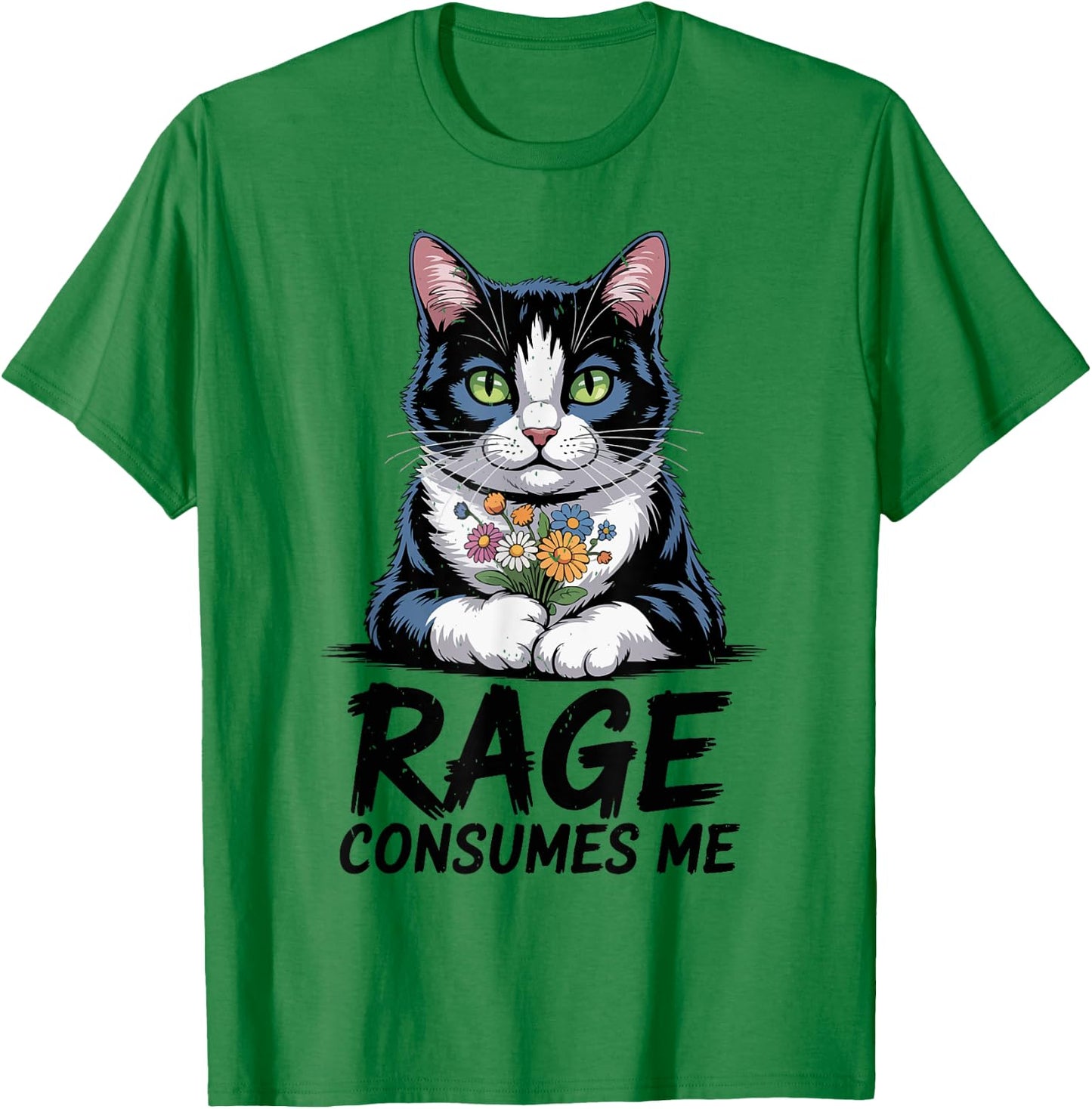 Rage Consumes Me Tuxedo Cat Mom Funny Youth Mama Cute Kitten T-Shirt - T-Shirt | Irish Green