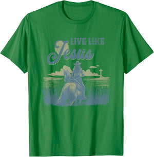 Cute Christian Cowgirl Live Like Jesus Western Faith Boho T-Shirt - T-Shirt | Irish Green