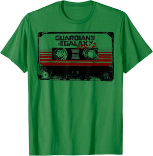 Marvel Guardians of The Galaxy Vol 2 Awesome Mix Tape Logo T-Shirt - T-Shirt | Irish Green