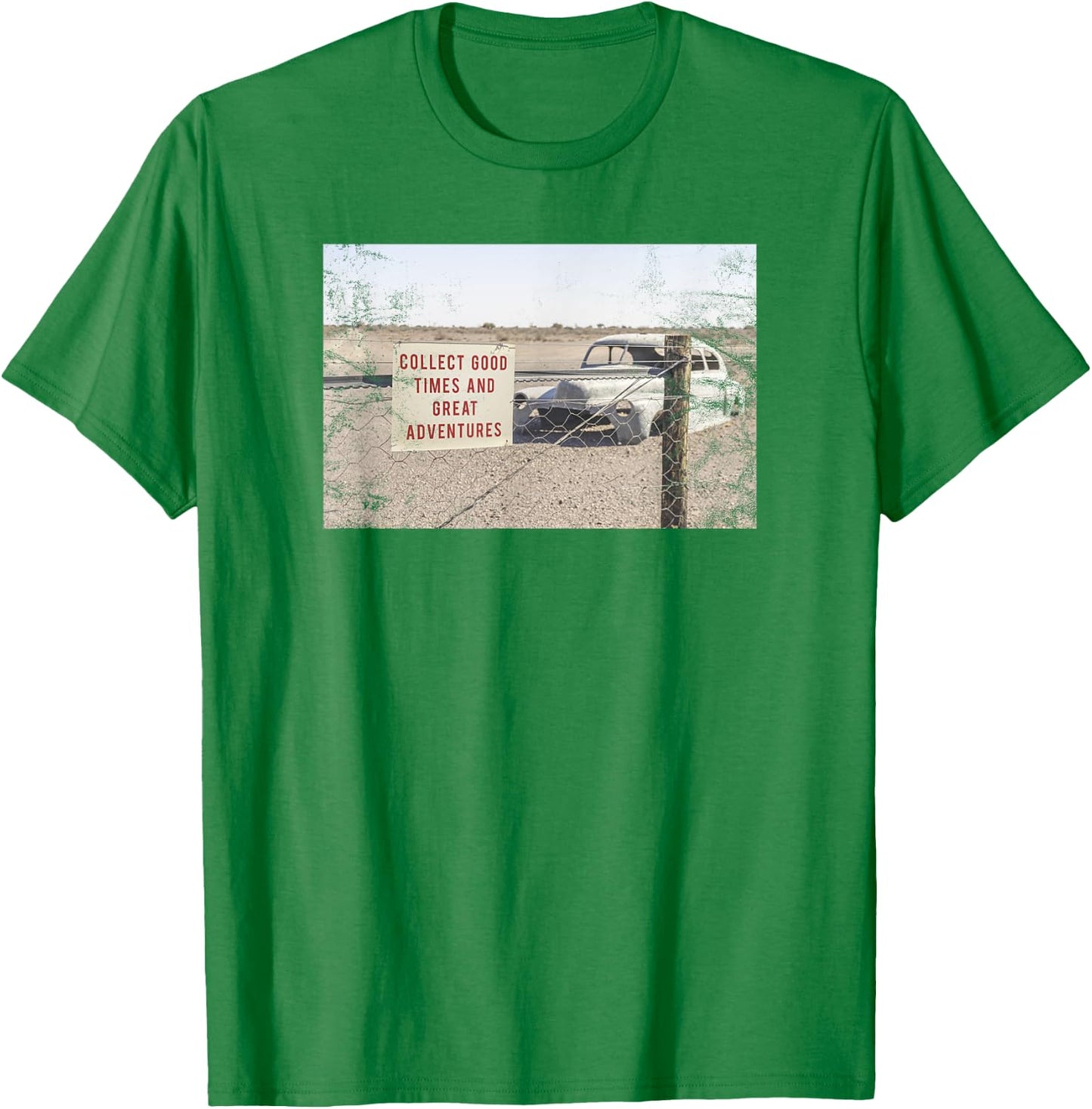 Trendy Collect Good Times And Great Adventures Faded Photo T-Shirt - T-Shirt | Irish Green