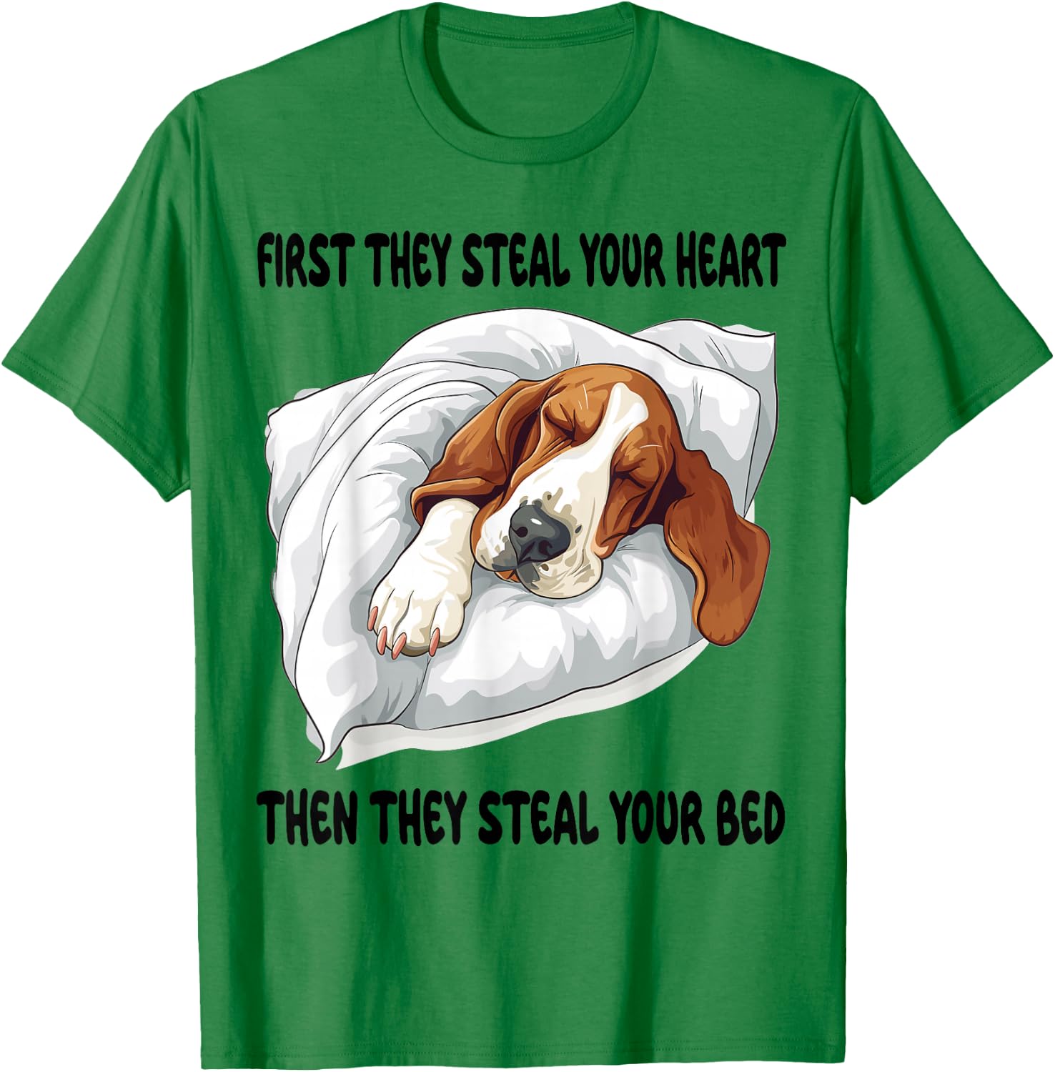 Basset Hound Sleeping Pajamas Nightgown T-Shirt - T-Shirt | Irish Green