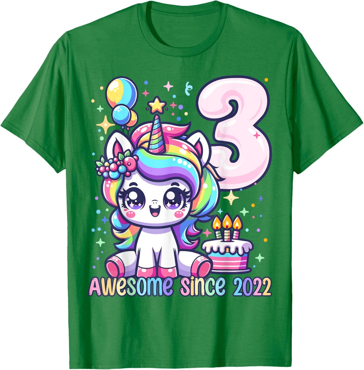 Unicorn 3rd Birthday 3 Year Old Unicorn Party Girls Outfit T-Shirt - T-Shirt | Irish Green