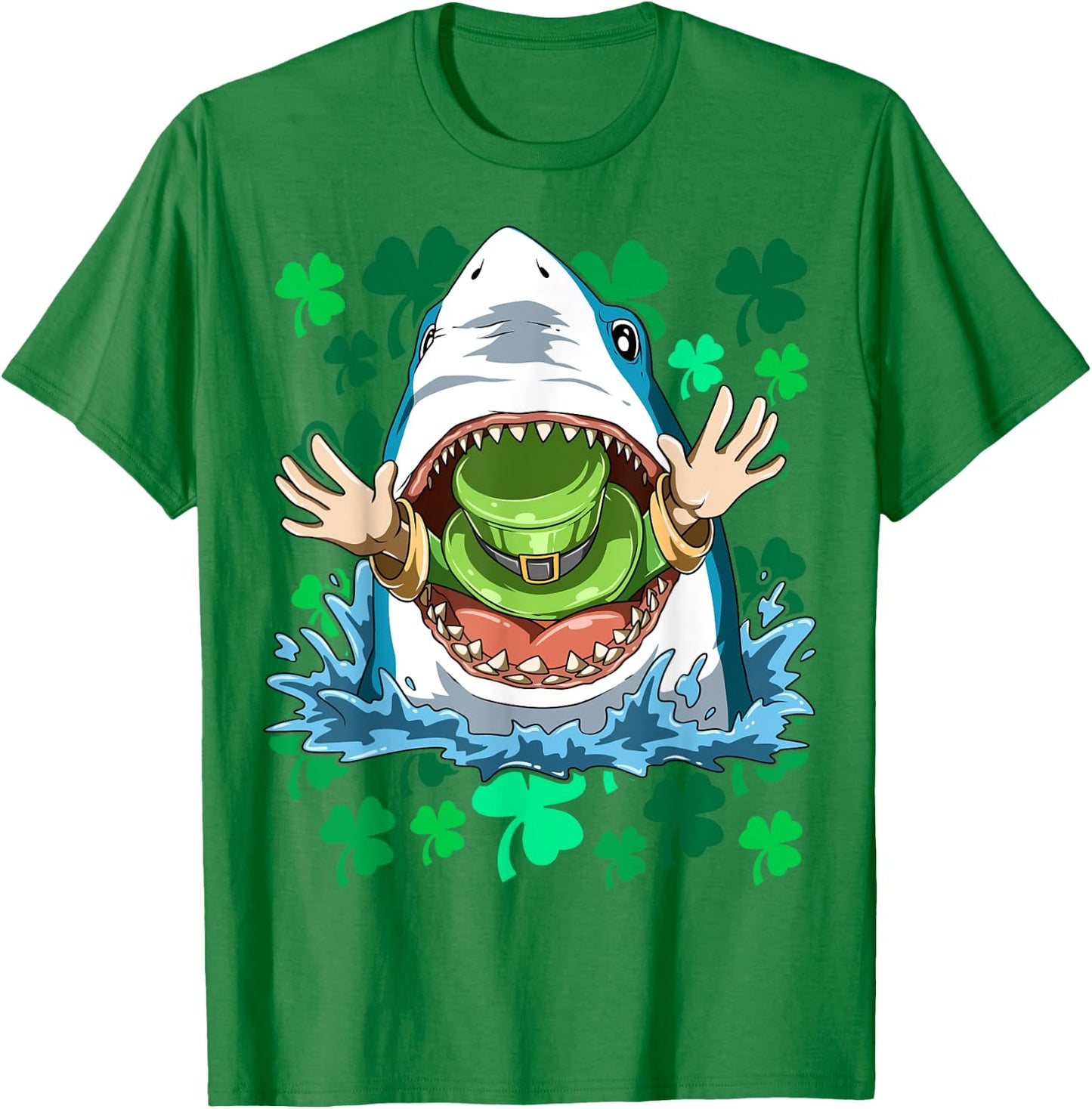 St. Patrick's Day Shark Eating Leprechaun Irish Shark Lovers T-Shirt - T-Shirt | Irish Green