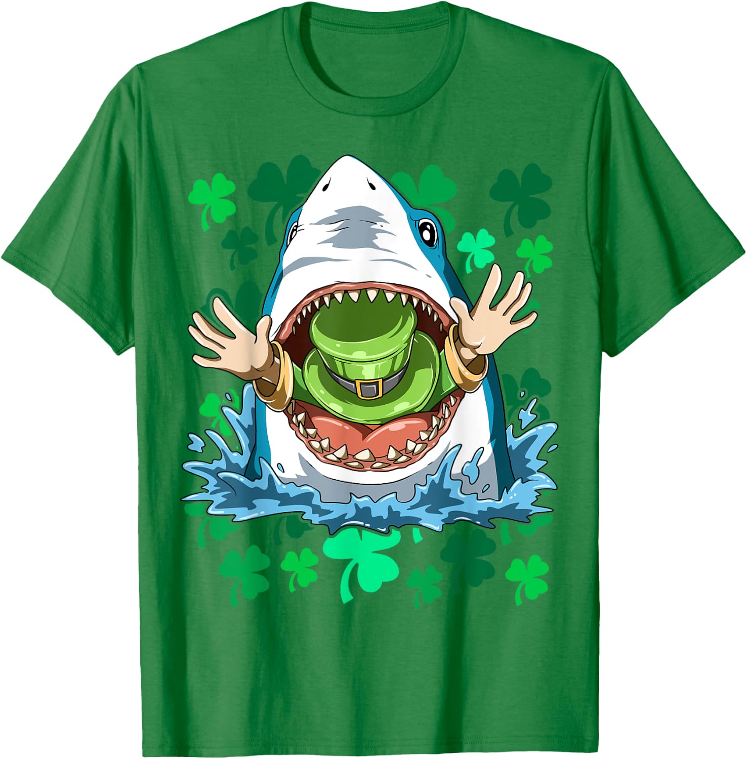St. Patrick's Day Shark Eating Leprechaun Irish Shark Lovers T-Shirt - T-Shirt | Irish Green