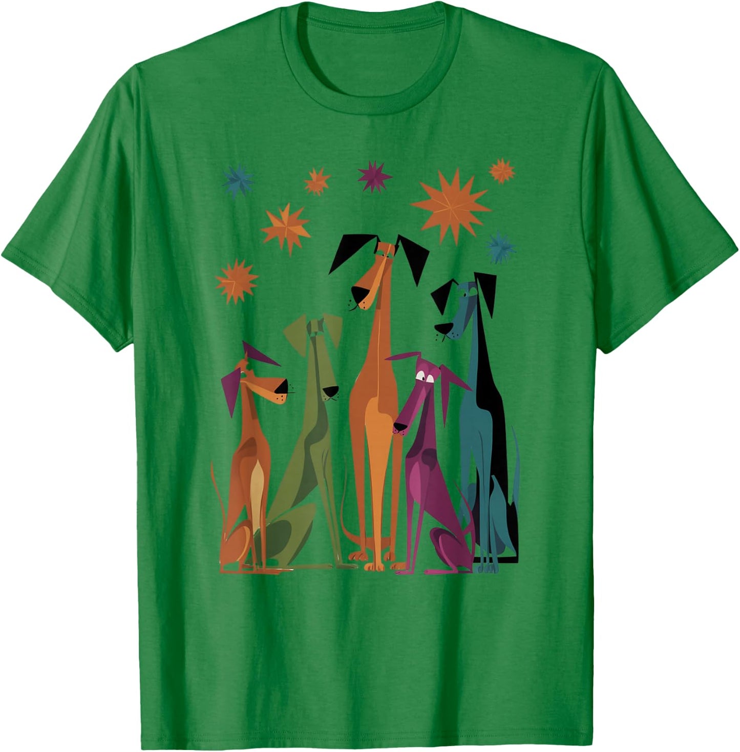 Vintage Retro Mid-Century Long Neck Dogs 50s 60s Style T-Shirt - T-Shirt | Irish Green