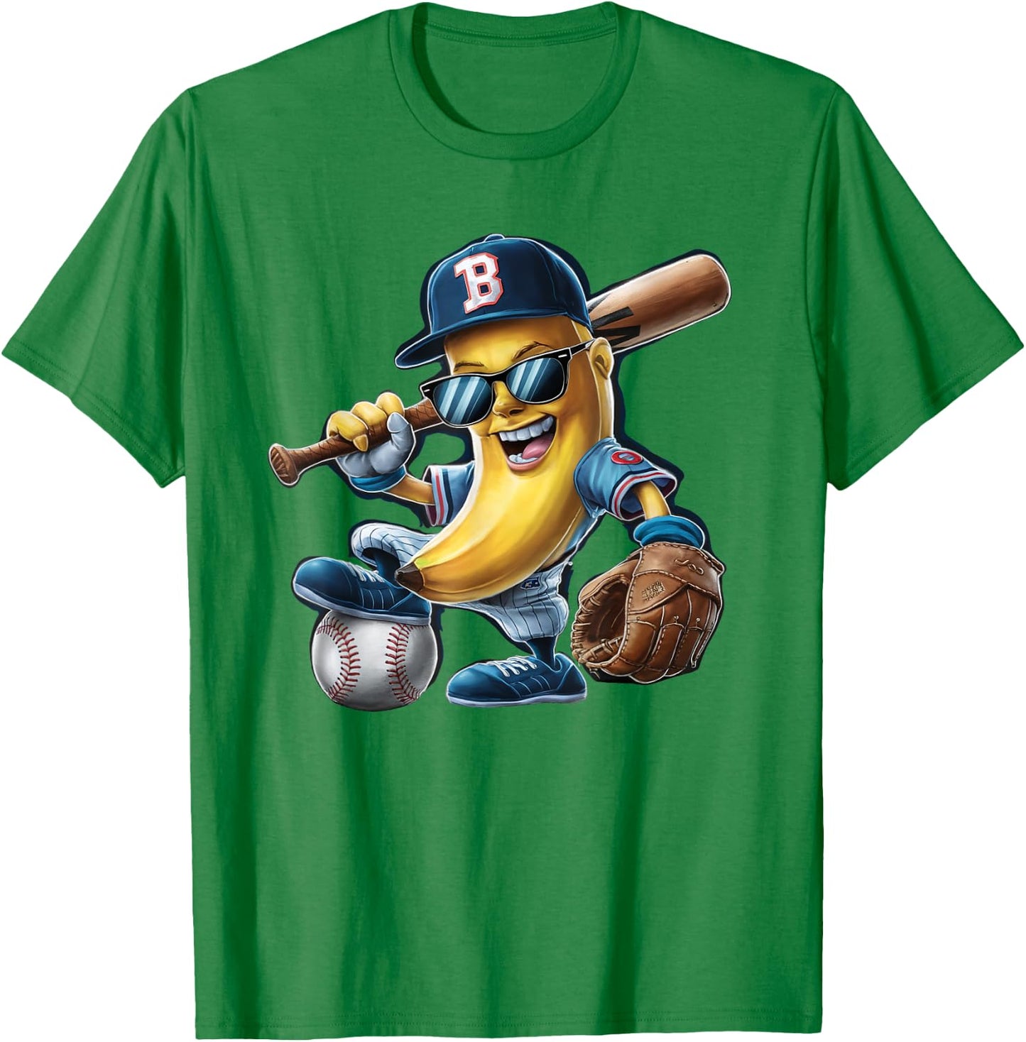 Funny Lets Go Bananas Banana Playing Baseball Player T-Shirt - T-Shirt | Irish Green