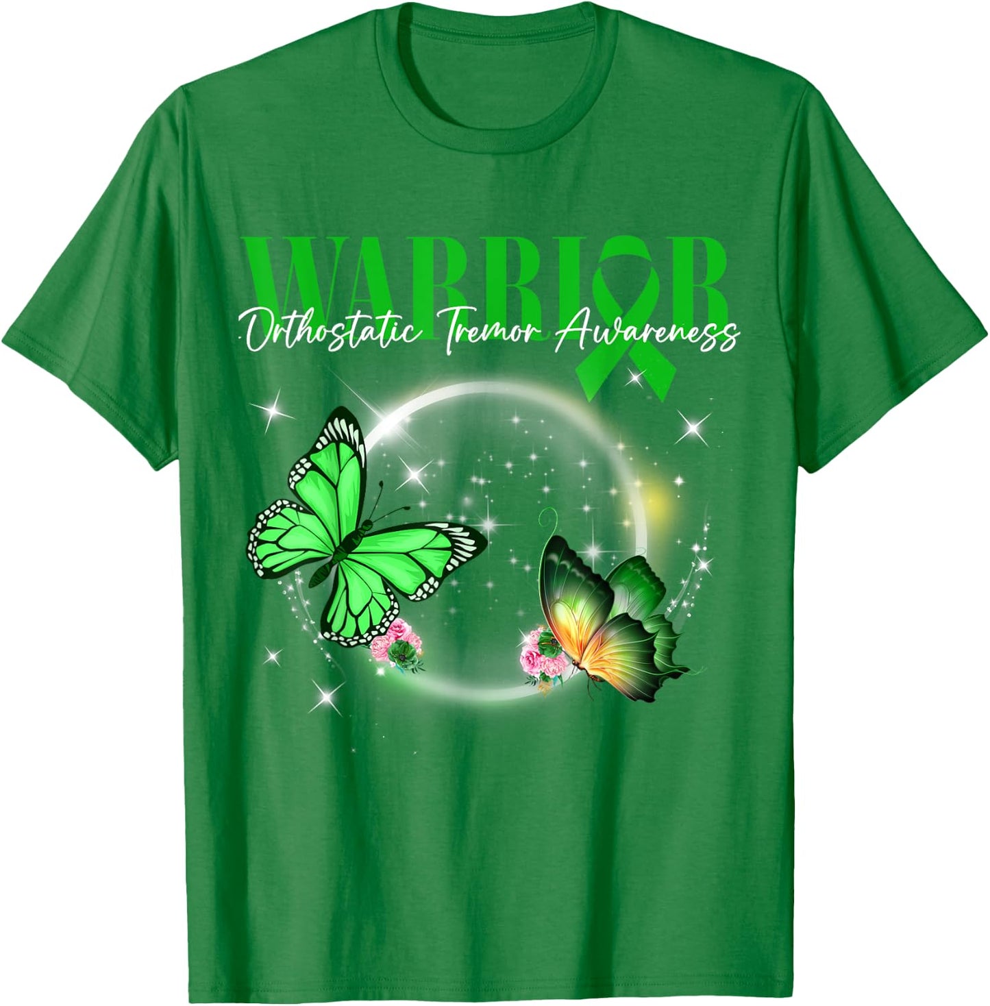 Orthostatic Tremor Awareness Warrior Survivor Butterflies T-Shirt - T-Shirt | Irish Green