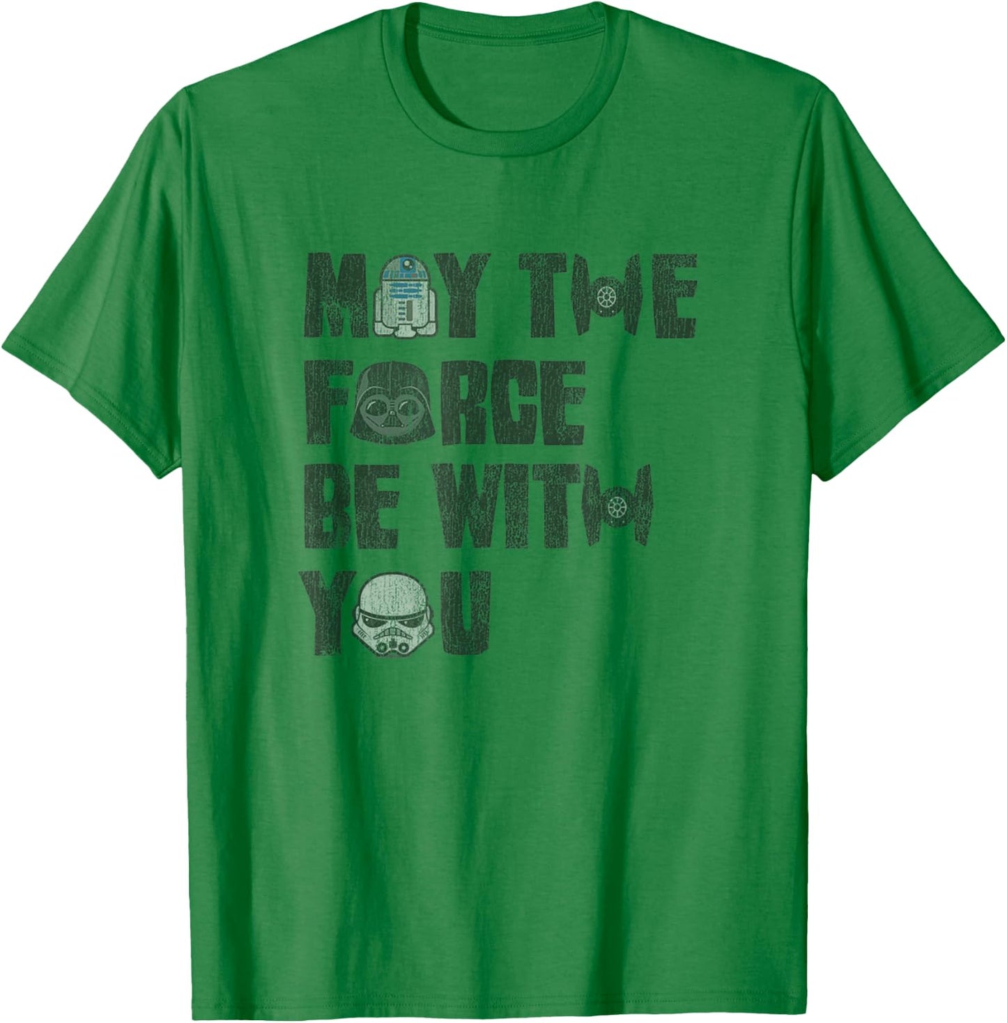 Star Wars Classic May The Force Be With You Vintage Faces T-Shirt - T-Shirt | Irish Green