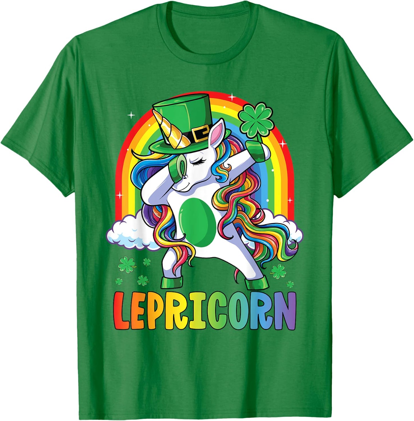 St Patricks Day Shirt Girls Dab Unicorn Leprechaun Lepricorn T-Shirt - T-Shirt | Irish Green