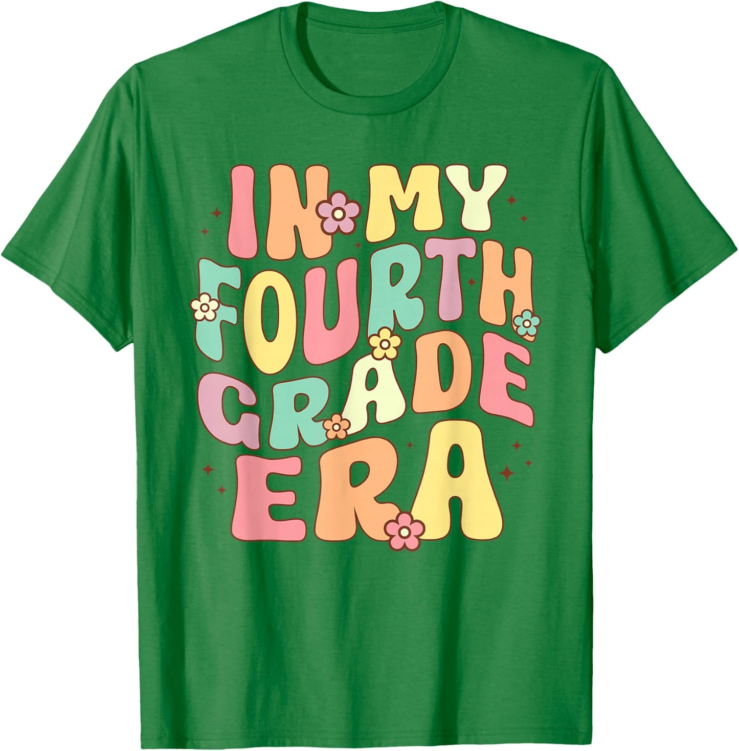 In My Fourth Grade Era 4th Grade Groovy Back to School T-Shirt - T-Shirt | Irish Green