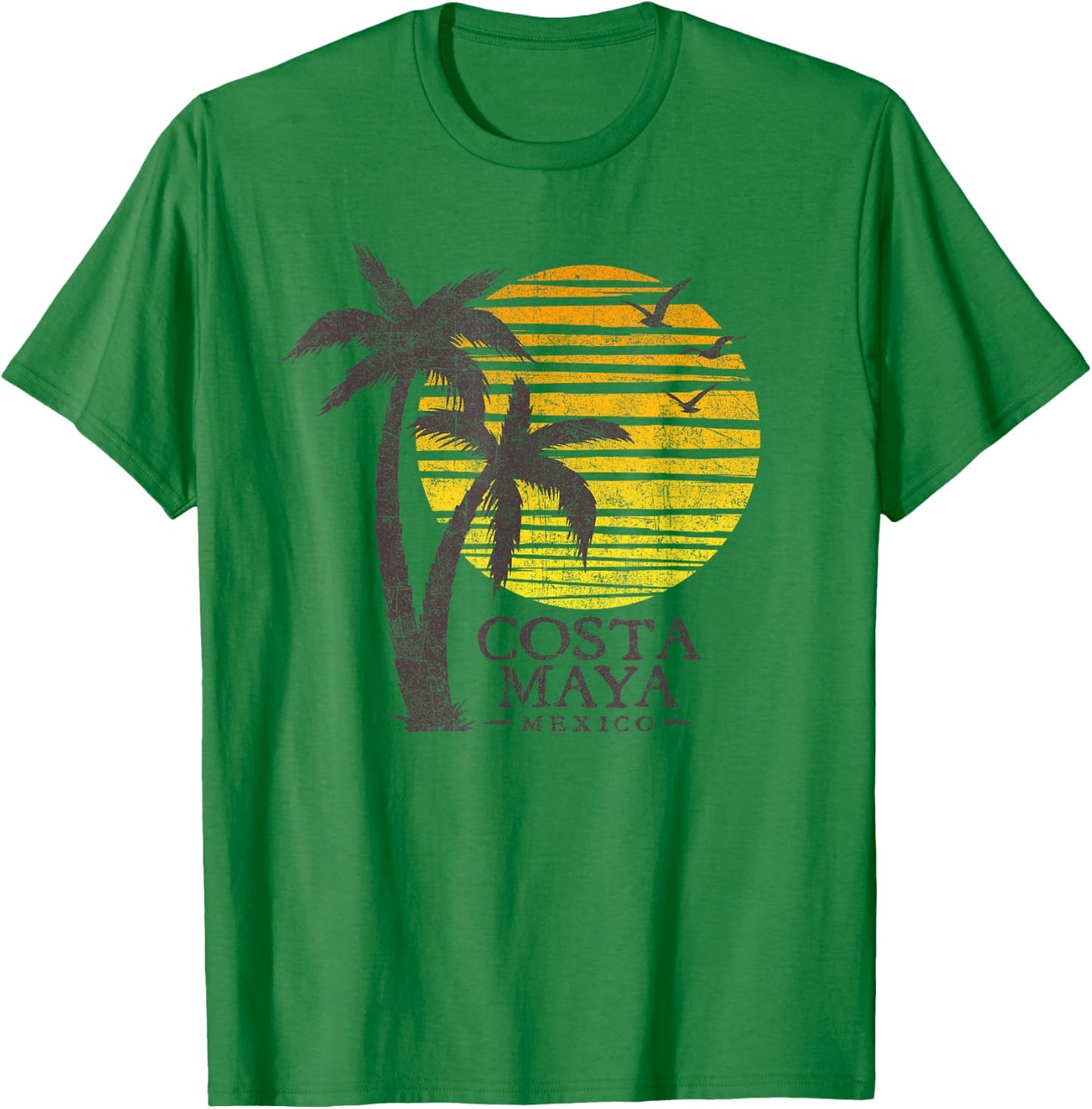 Vintage Costa Maya Mexico Beach Sunset Souvenir T-Shirt - T-Shirt | Irish Green