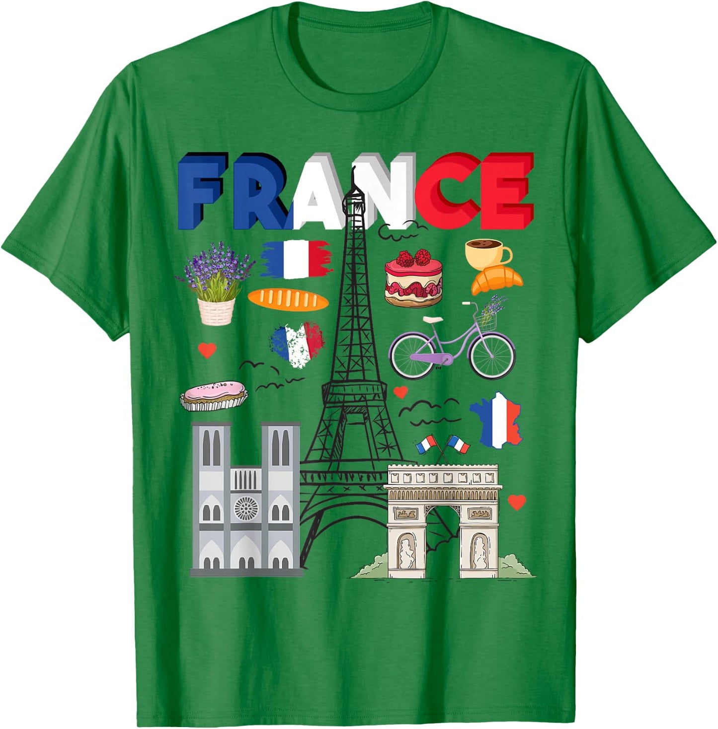 France Flag Outfit Idea For Kids French Flag & Lavender T-Shirt - T-Shirt | Irish Green