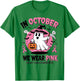 In October We Wear Pink Ghost Witch Breast Cancer Awareness T-Shirt - T-Shirt | Irish Green
