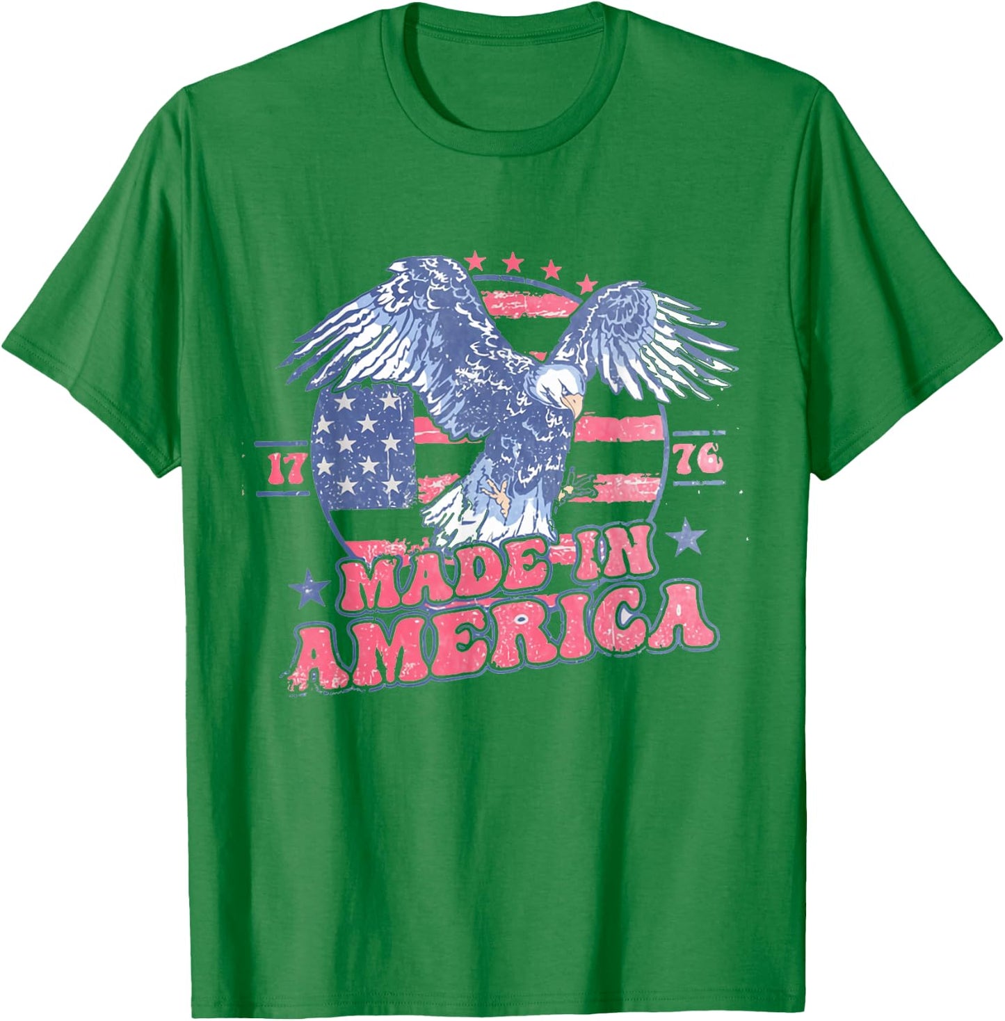 Women Retro Made In America 4th Of July Eagle Patriotic T-Shirt - T-Shirt | Irish Green