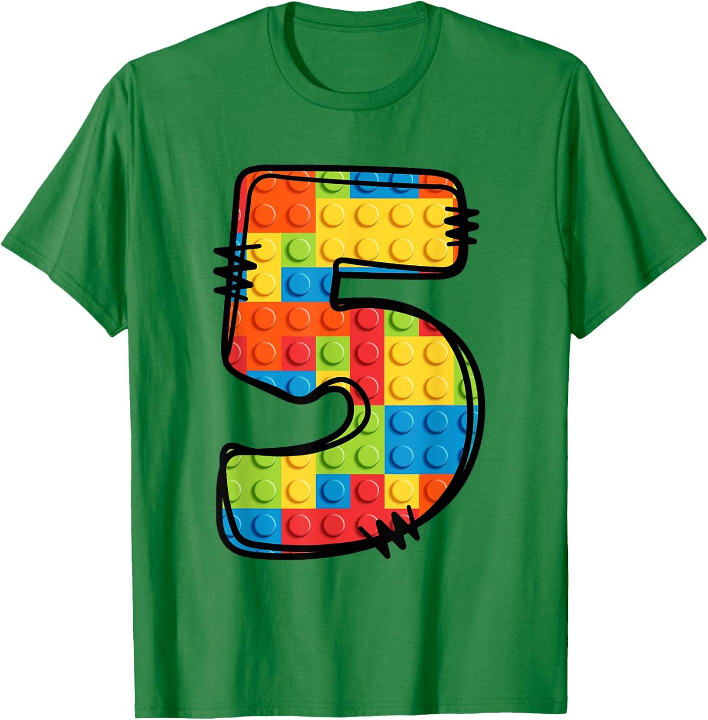 5 Year Old Blocks Building Master Builder 5th Birthday T-Shirt - T-Shirt | Irish Green