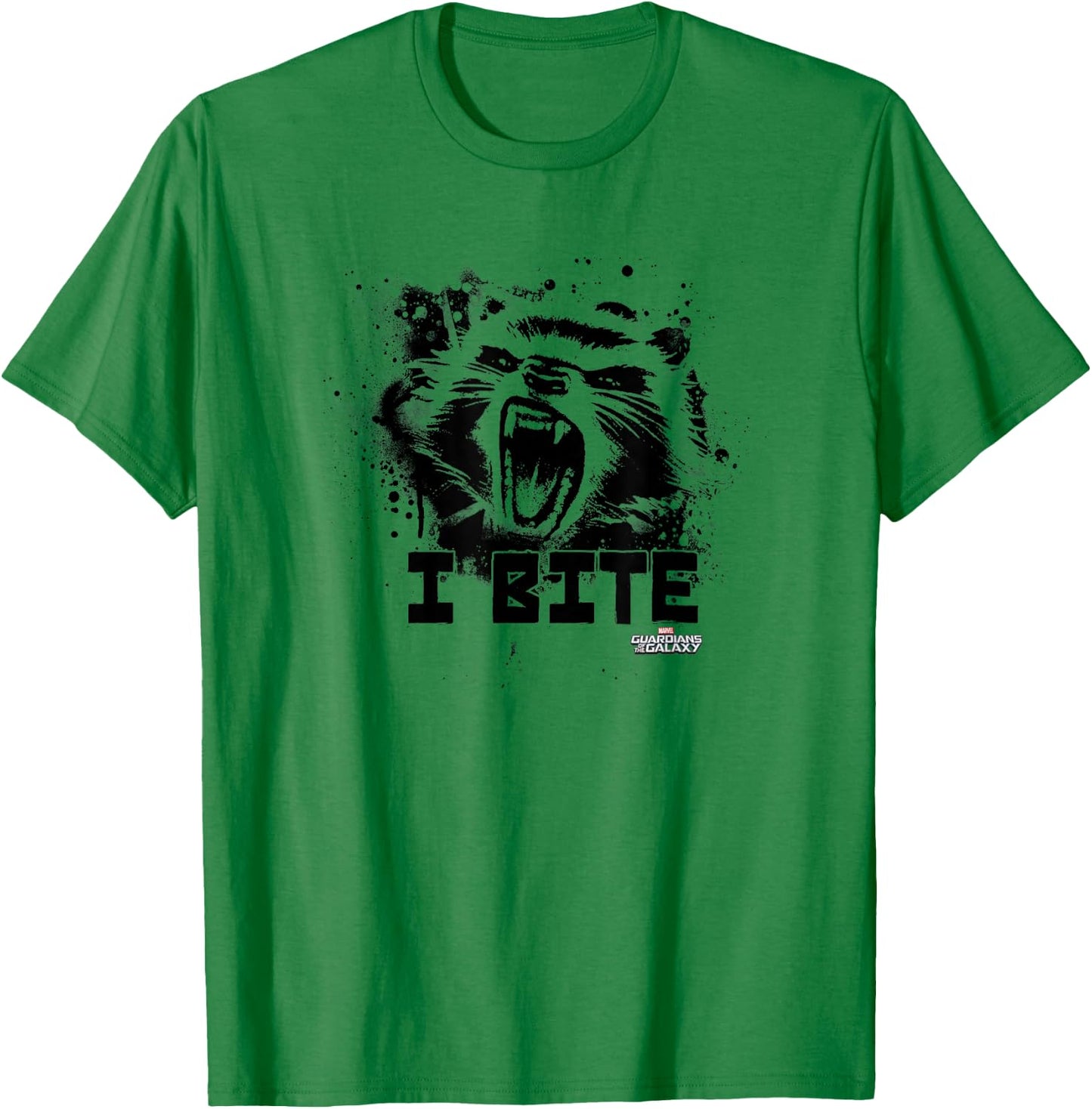 Marvel Guardians of The Galaxy Rocket Raccoon I Bite! Small T-Shirt - T-Shirt | Irish Green