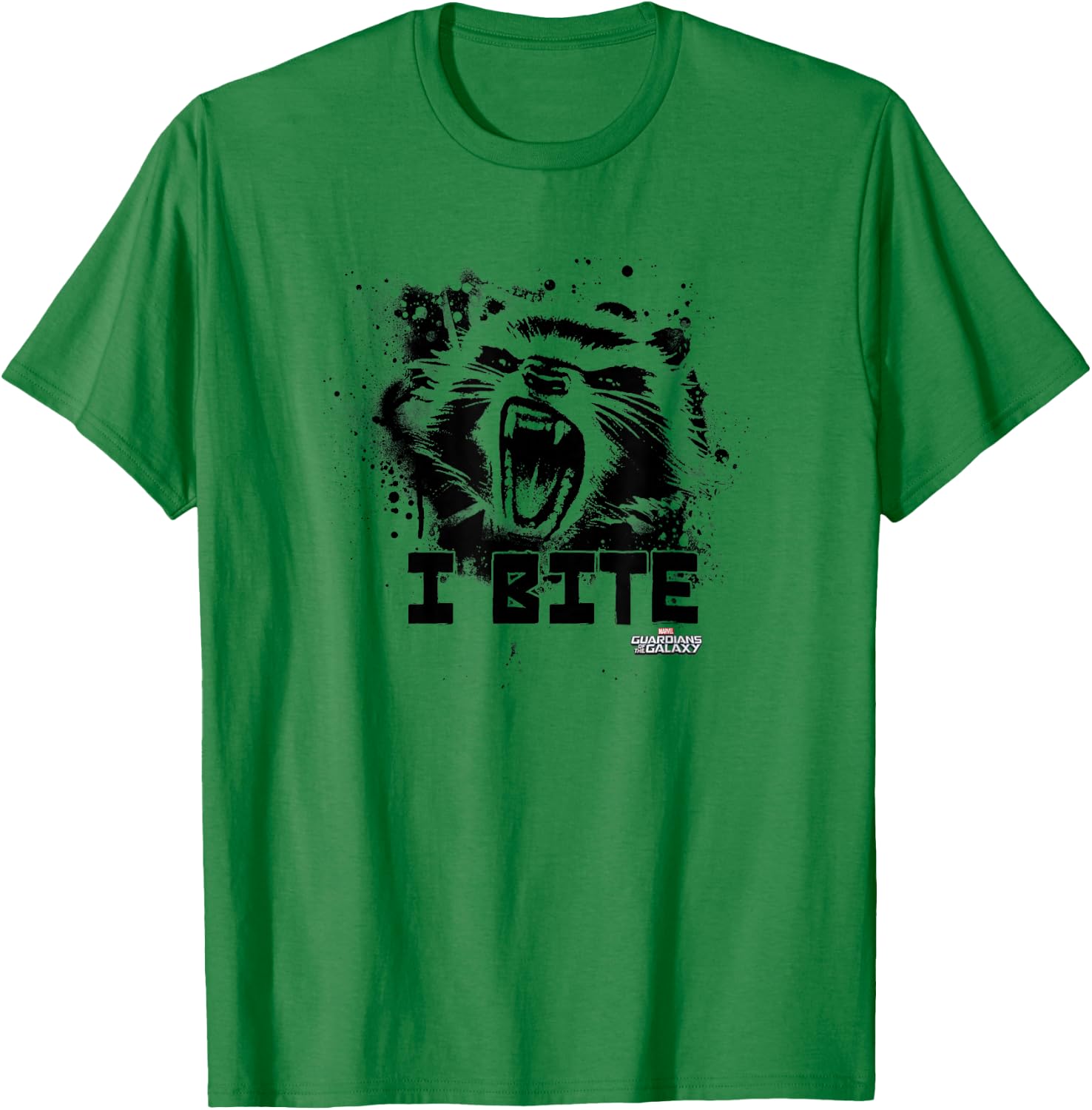 Marvel Guardians of The Galaxy Rocket Raccoon I Bite! Small T-Shirt - T-Shirt | Irish Green