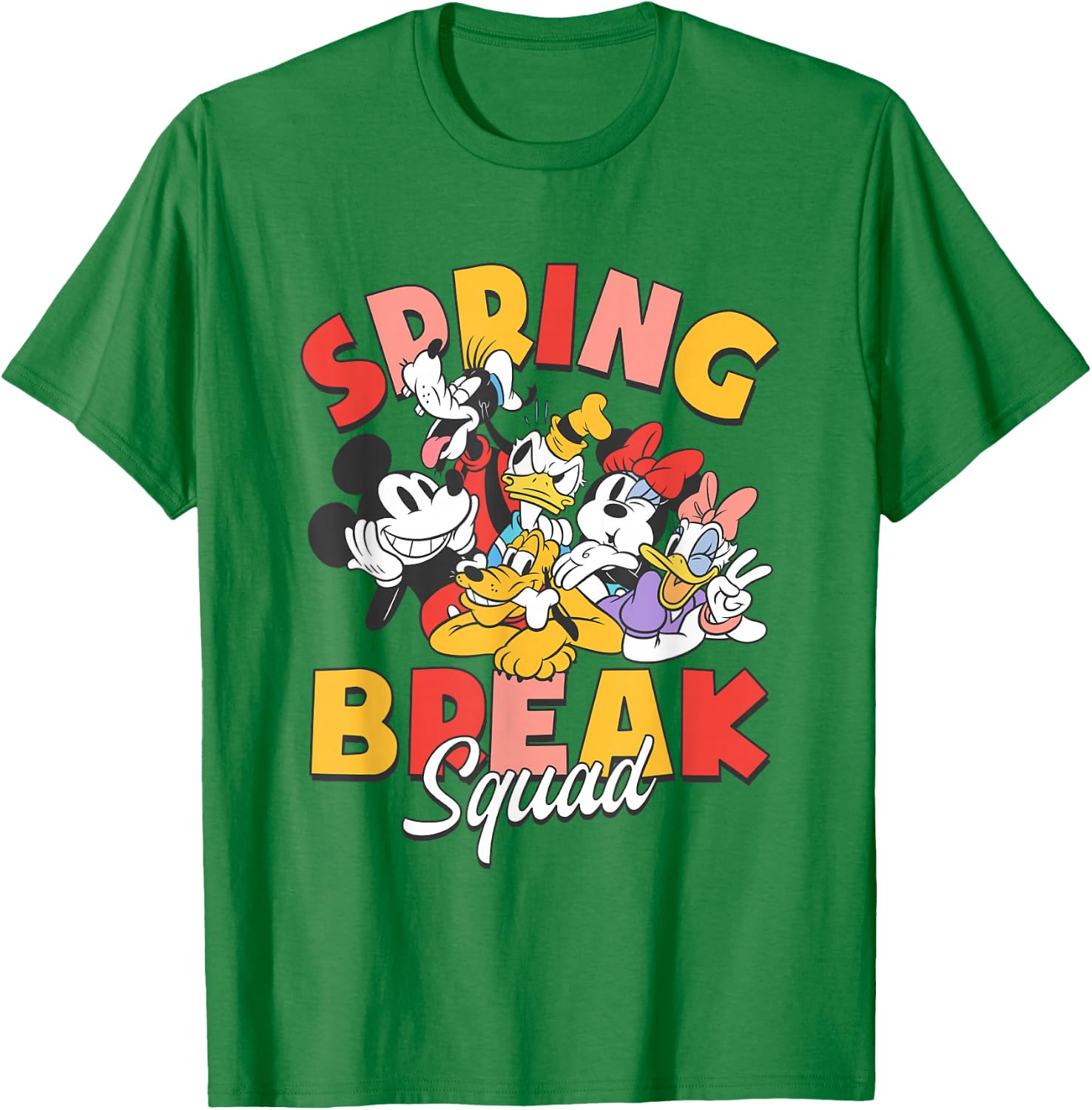 Disney Mickey And Friends Spring Break Squad Big Chest Logo T-Shirt - T-Shirt | Irish Green