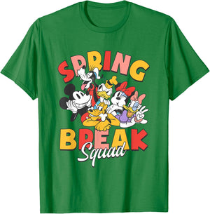 Disney Mickey And Friends Spring Break Squad Big Chest Logo T-Shirt - T-Shirt | Irish Green