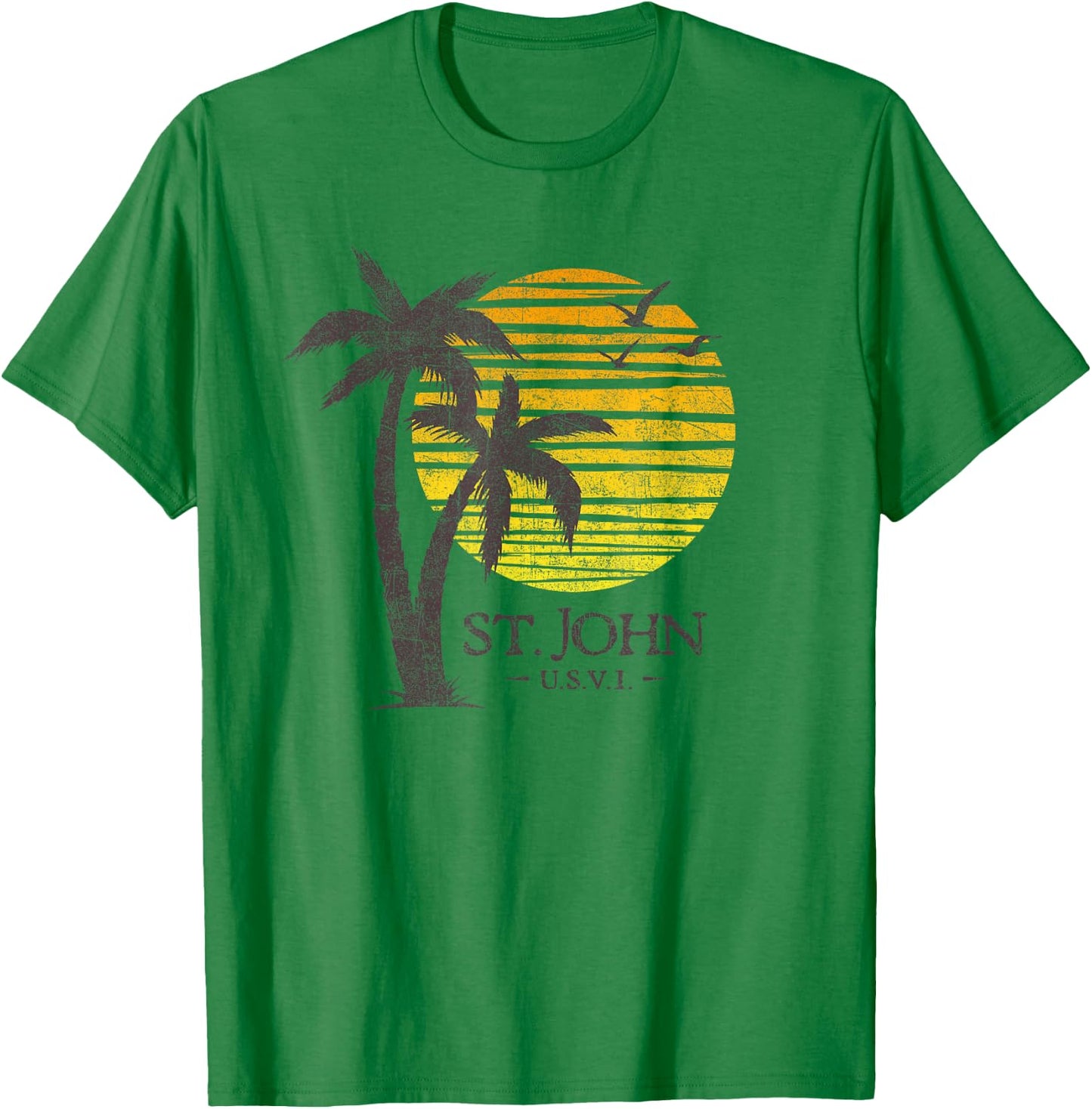 St John USVI Souvenir Colorful Beach Sunset T-Shirt - T-Shirt | Irish Green