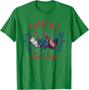Chicka Boom Boom Cute Chicken Retro 4th of July America Men T-Shirt - T-Shirt | Irish Green