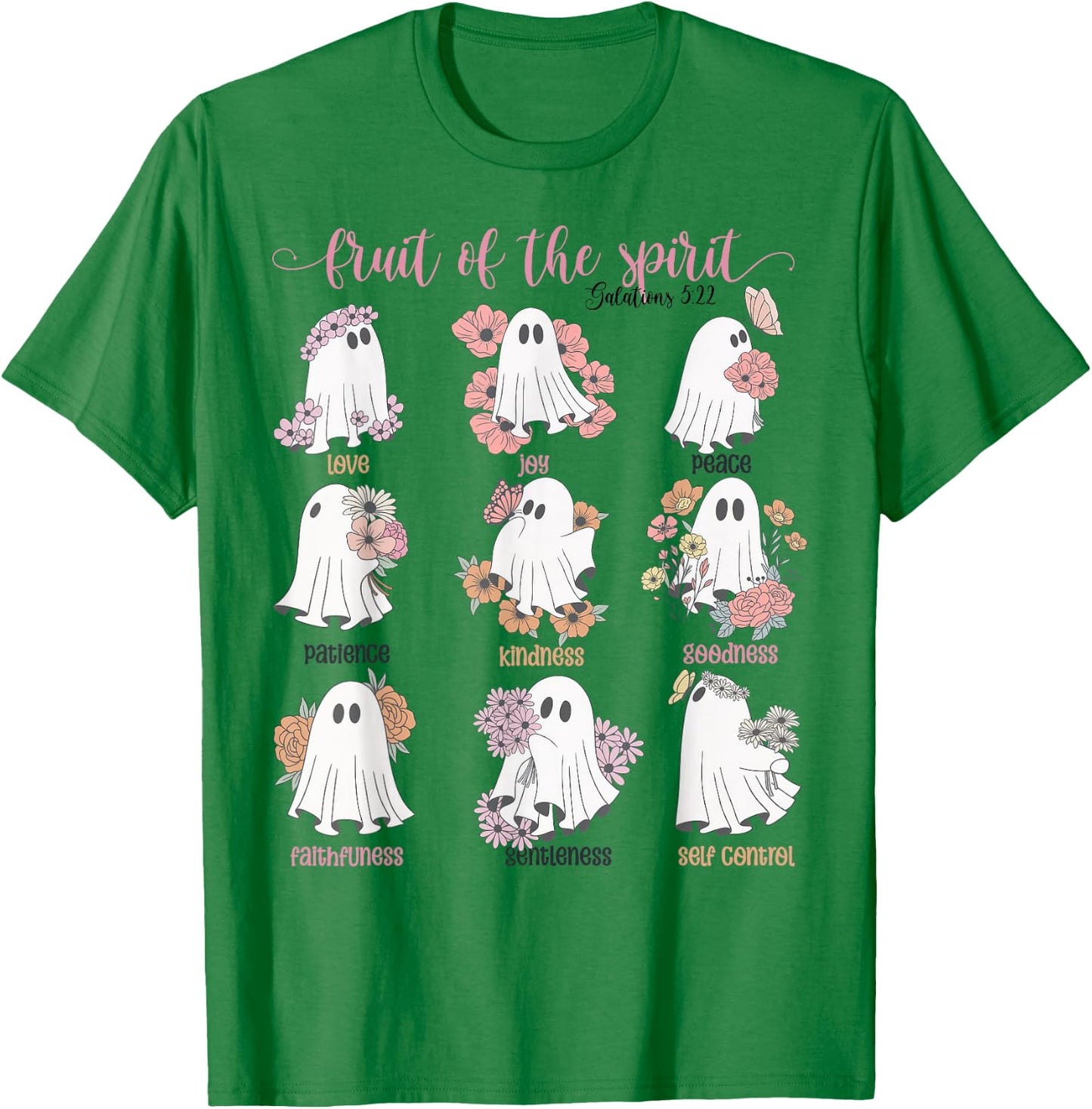 Fruit Of The Spirit Retro Ghost Christian Halloween Faith T-Shirt - T-Shirt | Irish Green