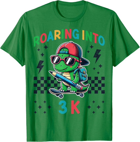 Roaring Into 3K Dinosaur First Day of K3 Kid Im Ready for 3K T-Shirt - T-Shirt | Irish Green