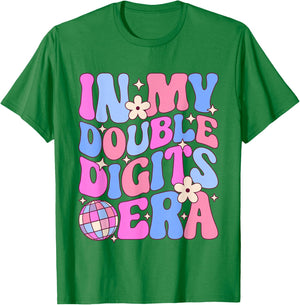 In My Double Digits Era Retro 10th Birthday 10 Year Old Girl T-Shirt - T-Shirt | Irish Green