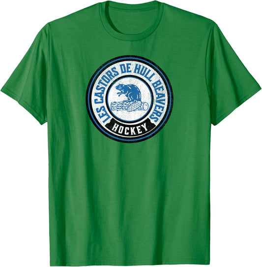 Vintage Beaver Logo Defunct Hockey Team Hull Beavers T-Shirt - T-Shirt | Irish Green