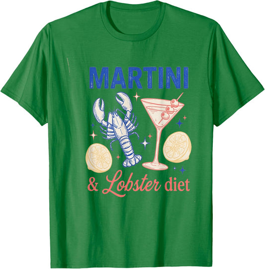 Martini Lobster Diet Vintage Cocktail Seafood T-Shirt - T-Shirt | Irish Green