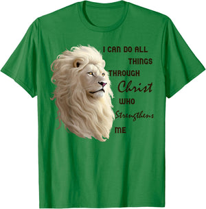 I Can Do All Things Through Christ Who Strengthens Me Lion T-Shirt - T-Shirt | Irish Green