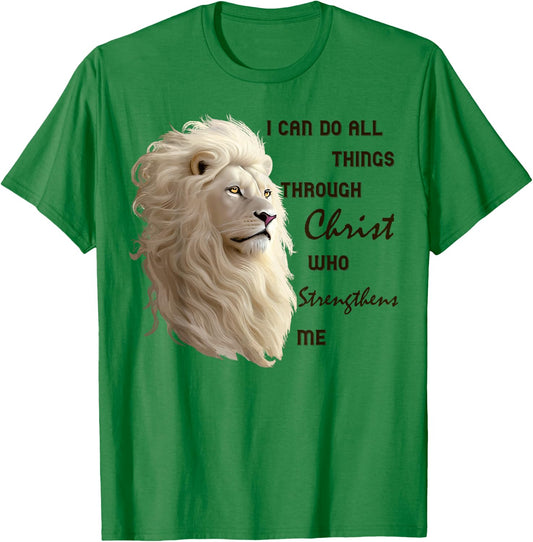 I Can Do All Things Through Christ Who Strengthens Me Lion T-Shirt - T-Shirt | Irish Green