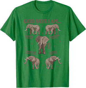 God Says I Am Elephant Lover Men Women Christian T-Shirt - T-Shirt | Irish Green