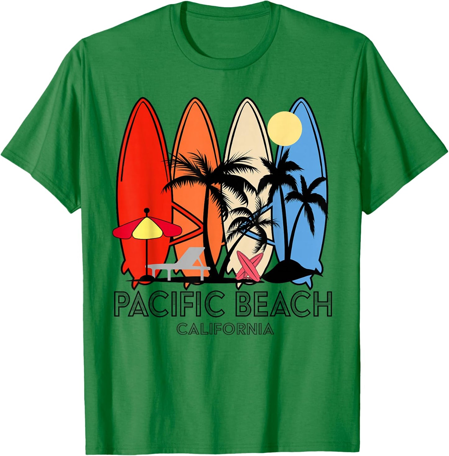 Pacific Beach California Retro Surfboard Vintage T-Shirt - T-Shirt | Irish Green